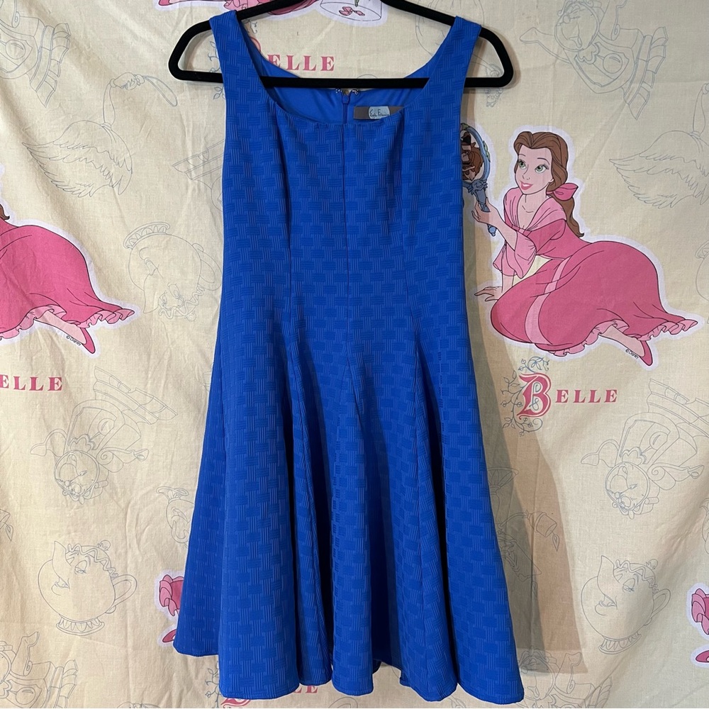 Eva Franco Royal Blue Textured Midi Dress